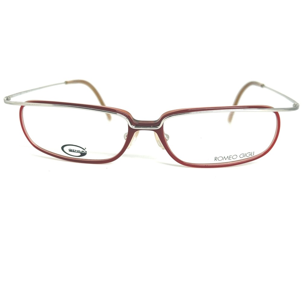 Romeo Gigli Genium RG33803 Eyeglasses Red Silver Rectangular Italy 52-14-140